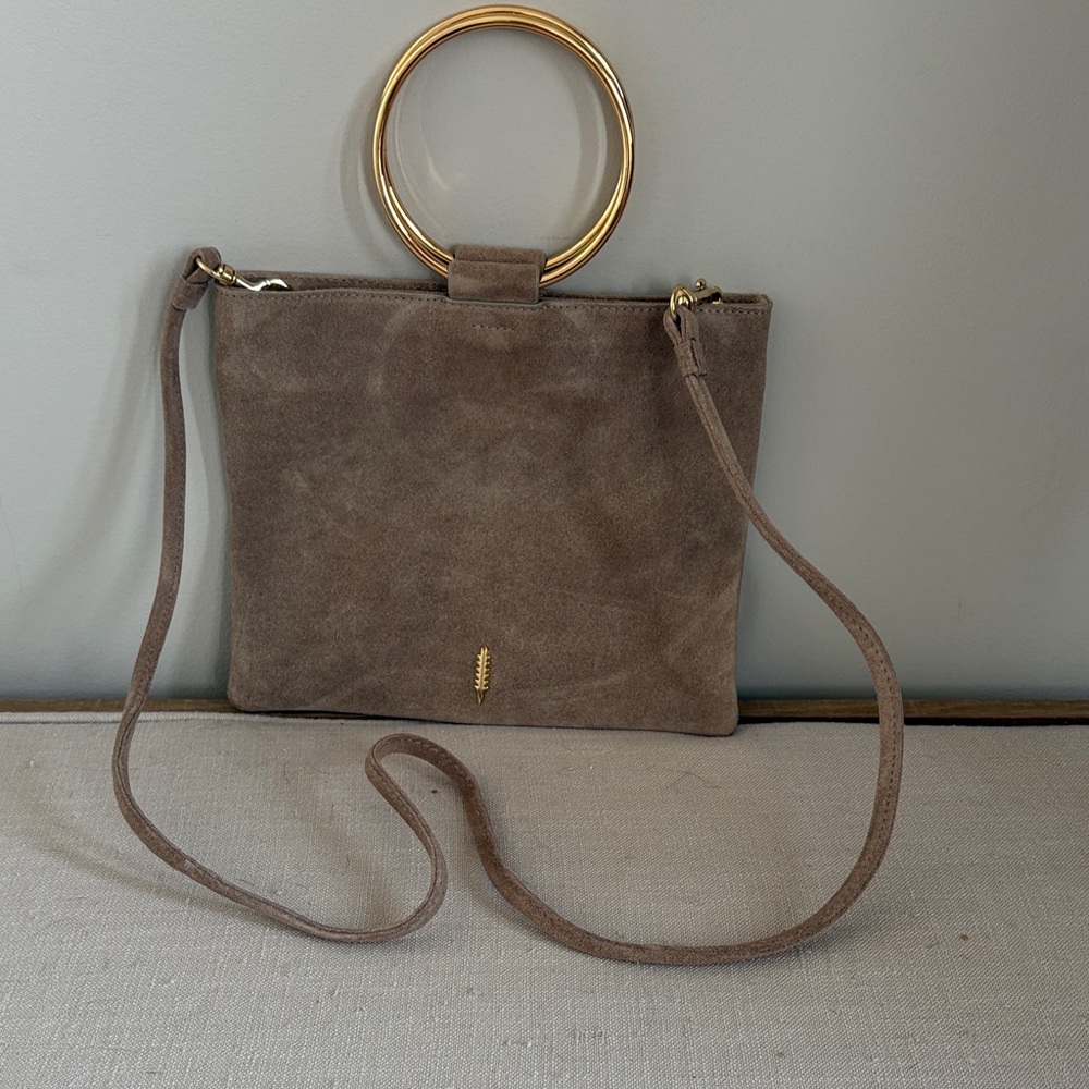 Thacker Le Pouch Light Brown Suede Convertible Crossbody Handbag
